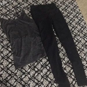 Nike tank. Grey. Black full leggings.